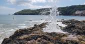 WilderMe geodomes glamping - splash sea water, Kingsand, Cornwall