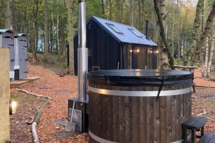 Forrest, The Lost Cabins - the hot tub and the cabin, Edenhall Estate, Penrith, Cumbria