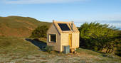 Hinterlandes Hidden Hut cabin on a sunny day, Lake District, Lorton, Cumbria