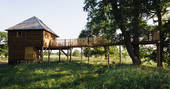 The beautiful and rustic Netherby Treehouse at Netherby Estate in the Cumbrian countryside