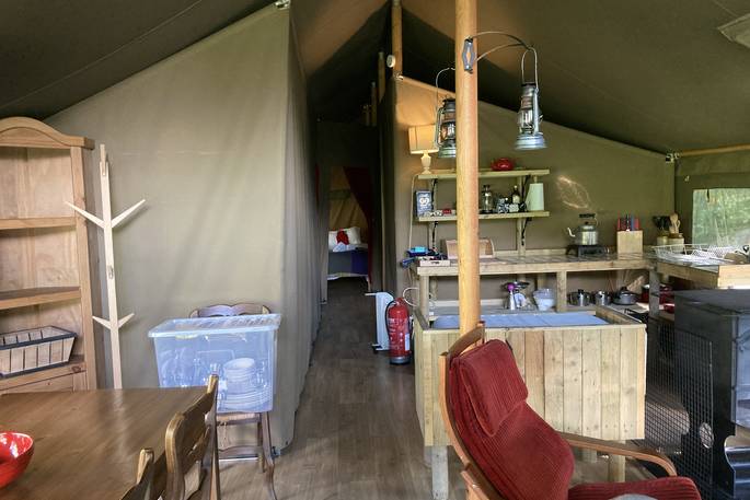 The Gritstone safari tent, The Gathering, Hope Valley, Derbyshire