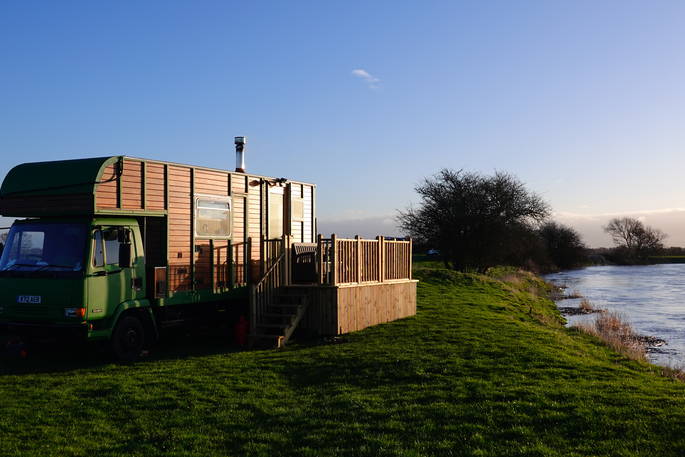 Martin Green horsebox on the banks of the Trent at Trent Adventure in Derbyshire 