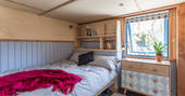The master bedroom at Carpenter Cabin in Devon