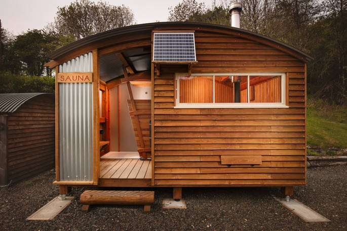 The Devon Den cabin sauna exterior, Germansweek, Devon