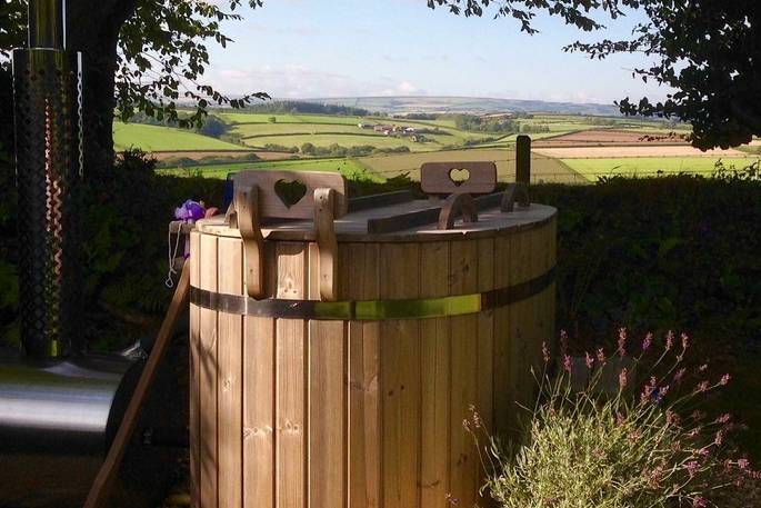 Little Poro shepherds hut - view from the hot tub, South Molton, Devon