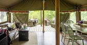 View from the inside at Longlands safari tents at Combe Martin, North Devon
