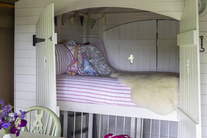 Child bunk bed at Longlands safari tents at Combe Martin, North Devon