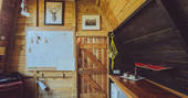 Welcombe Pod geodome - interior kitchen, Loveland Farm at glamping, Hartland, Devon