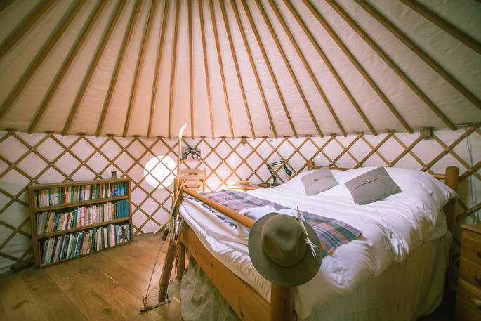 Chiefs Den master yurt at Campwell Cherry Wood in Gloucestershire 