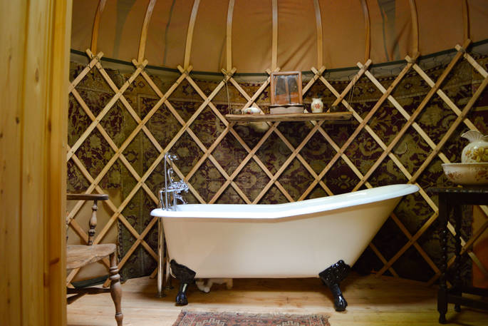 The Rother yurt glamping holiday - bath tub, Adhurst, Petersfield, Hampshire