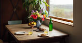 The Nook cabin dining table , Craswall, Herefordshire (near Hay on Wye), England-Wales - Owen Howells Photography
