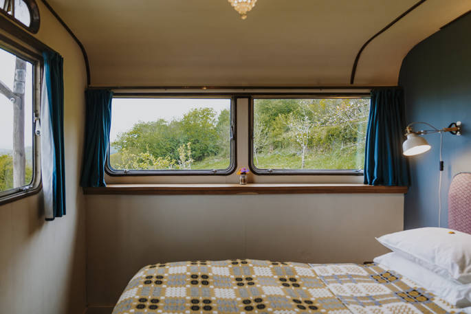 The Wagon Above the World - bedroom, glamping, Orcop, Herefordshire