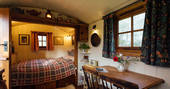 Millie the Hut shepherd's hut interior, Wegnalls Mill, Presteigne, Herefordshire - Owen Howells Photography