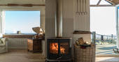 The Beach House cabin woodburner, Isle of Sheppey, Kent, England