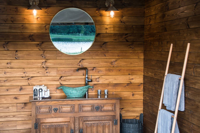 Bathroom inside your safari tent at The Nest 