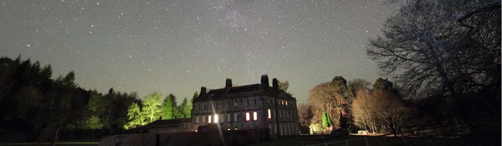 Outside with stars Hesleyside Hall in Northumberland