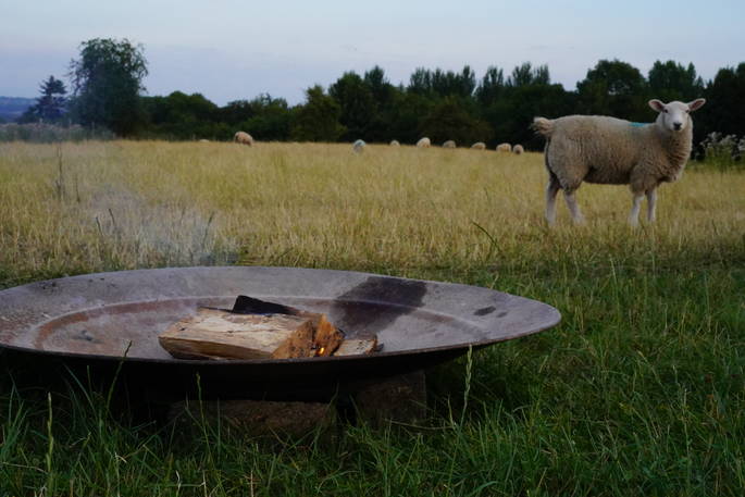 Outdoor fire pit bowl in the fields of The Bivvy