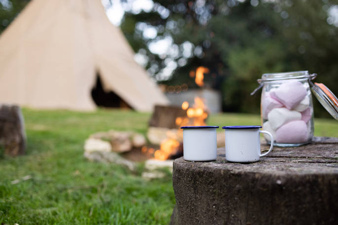 Park Tipi - fire pit and marshmallows, Park Farm, Bruton, Somerset