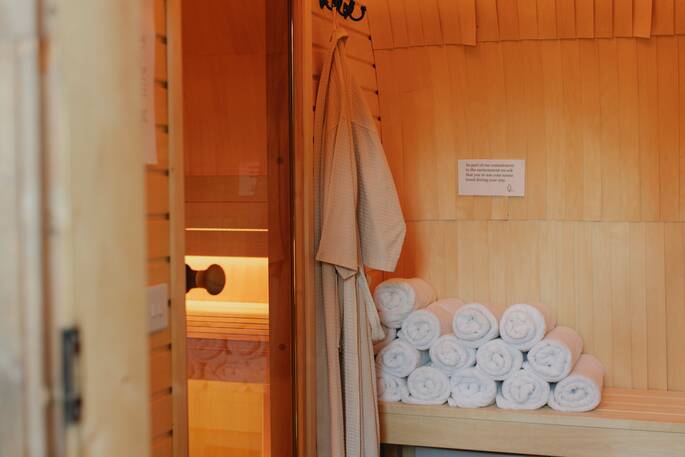 communal sauna and towels