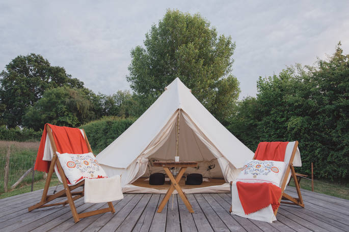 Book a one-off, unique experience at the Hill Top Tent at Swallowtail Hill, Sussex
