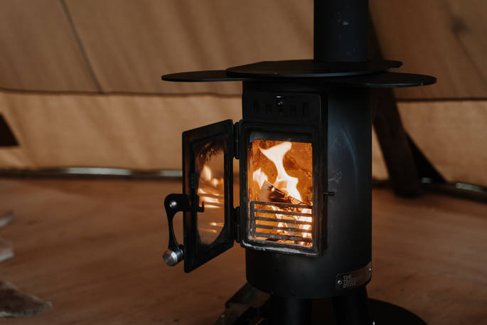 Slinket tipi wood burner, Priors Hardwick, Warwickshire