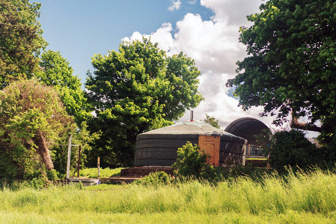 Solstice Yurt exterior, Winterbourne Stoke, Salisbury, Wiltshire