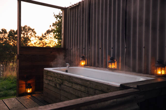 Sit in the outdoor bath with endless sky views in Ceredigion, Wales