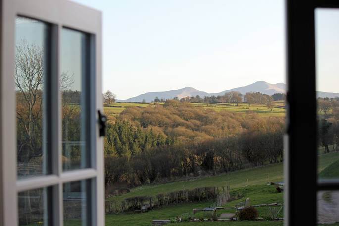 Shepherd's Hut at Argoed view from window