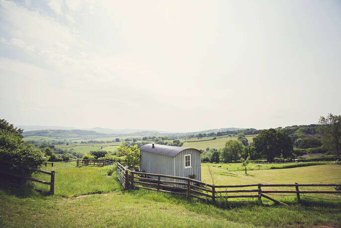 The stunning views from Argoed Shepherds Hut of the Black Moutains and Powys' countryside 