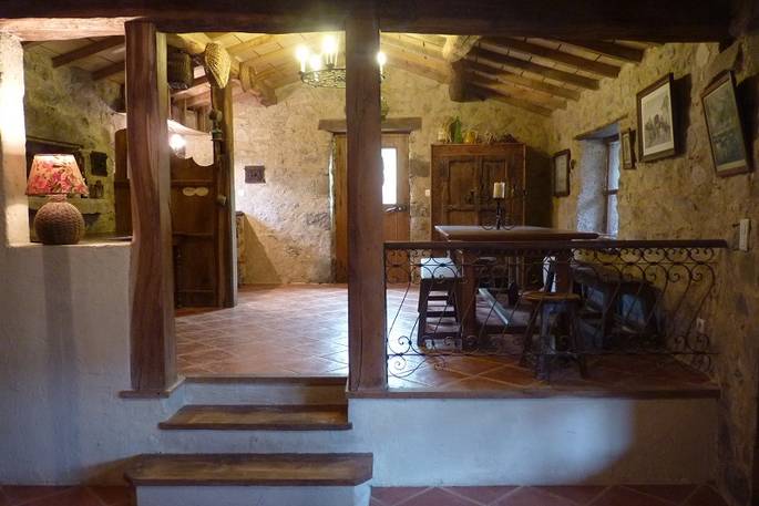 Kitchen interior at The Starlight Roulotte, Rhône