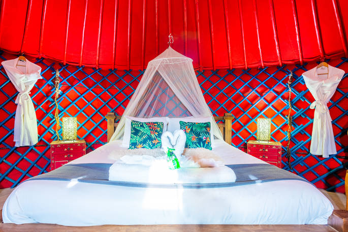 Eco Chiquitita Yurts bed, glamping, Finca de Arrieta, Haría, Lanzarote, Spain