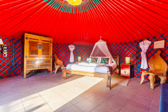 Eco Chiquitita Yurts interior, glamping, Finca de Arrieta, Haría, Lanzarote, Spain