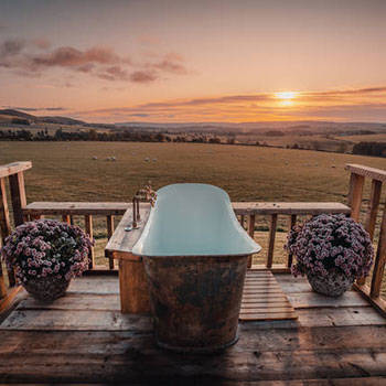 Hot tub glamping spaces with a view