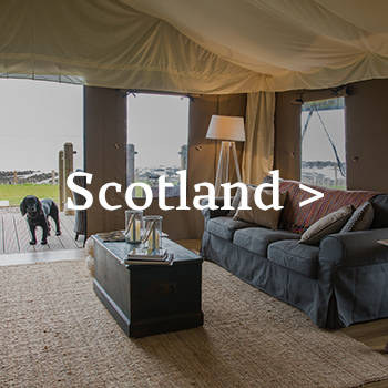Dog-friendly safari tent along the Scottish coast at Catchpenny Safari Lodges in Fife